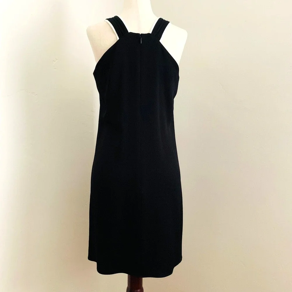Shoshanna Anda Bow Halter‎ Dress sz 0 00 2 XS Black White Statement